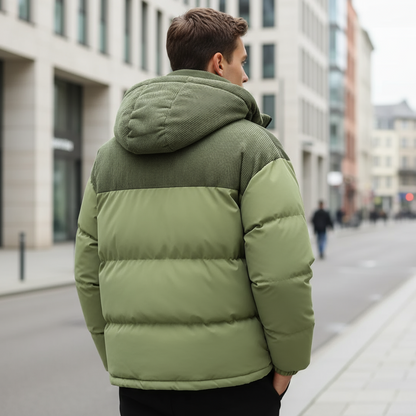 Giacca imbottita da uomo | Isolata, cappuccio in velluto a coste, design moderno