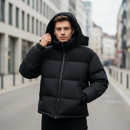 Giacca imbottita da uomo | Isolata, cappuccio in velluto a coste, design moderno