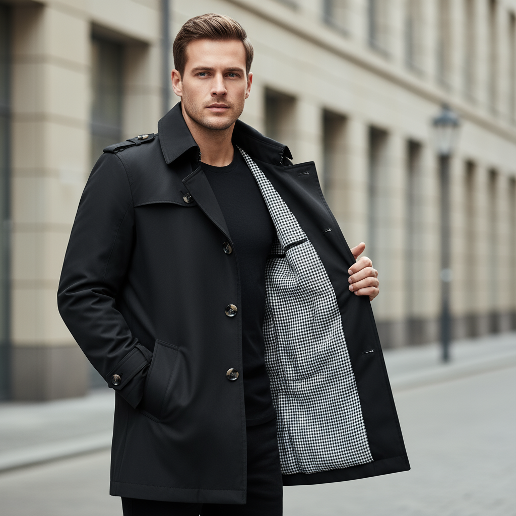 Trenchcoat da uomo | Silhouette classica, colletto risvoltato