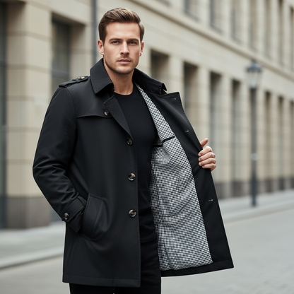 Trenchcoat da uomo | Silhouette classica, colletto risvoltato