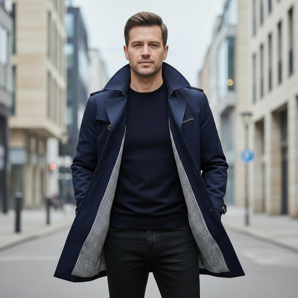 Trenchcoat da uomo | Silhouette classica, colletto risvoltato