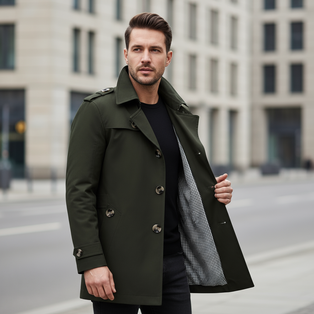 Trenchcoat da uomo | Silhouette classica, colletto risvoltato