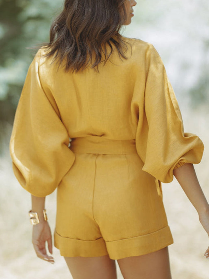 Salopette in Lino e Cotone Anita | Tuta Leggera e Traspirante con Cintura TIAMUSE Jumpsuits & Rompers