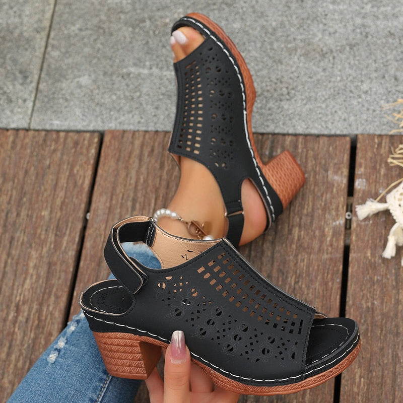Sandali Estivi da Donna con Punta Aperta – Design Traforato e Cinturino in Velcro TIAMUSE Sandali