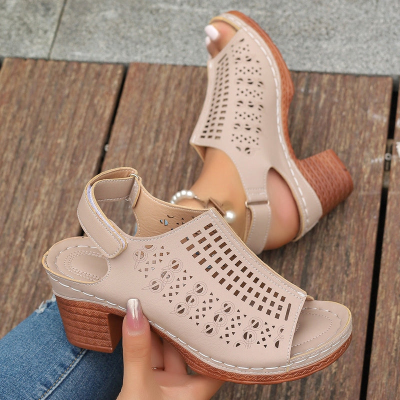 Sandali Estivi da Donna con Punta Aperta – Design Traforato e Cinturino in Velcro TIAMUSE Sandali