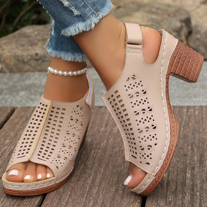 Sandali Estivi da Donna con Punta Aperta – Design Traforato e Cinturino in Velcro TIAMUSE Sandali