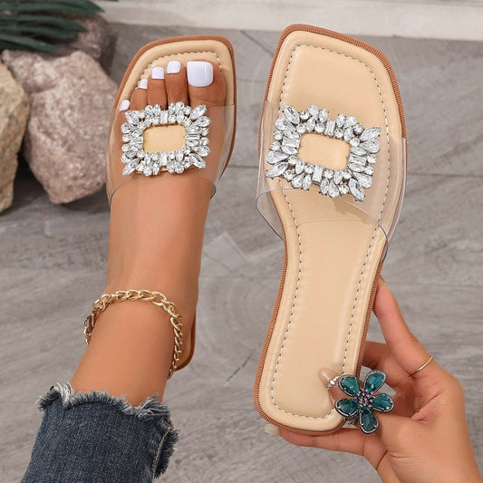 Sandali Piatti Trasparenti con Strass – Eleganti Scarpe Estive da Donna TIAMUSE Sandali