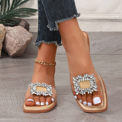 Sandali Piatti Trasparenti con Strass – Eleganti Scarpe Estive da Donna TIAMUSE Sandali