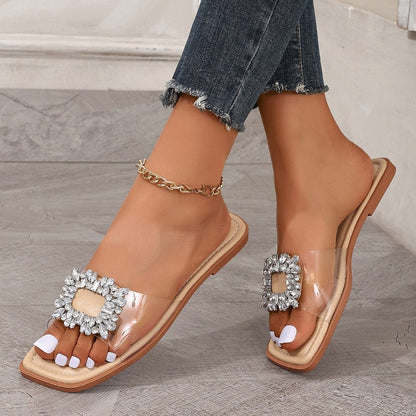 Sandali Piatti Trasparenti con Strass – Eleganti Scarpe Estive da Donna TIAMUSE Sandali