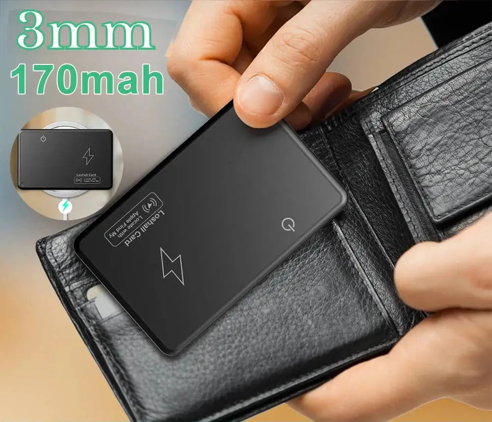 Scheda di localizzazione portafoglio intelligente – Localizzatore GPS wireless con ricarica per iPhone e dispositivi Apple | Noar TIAMUSE Gadgets