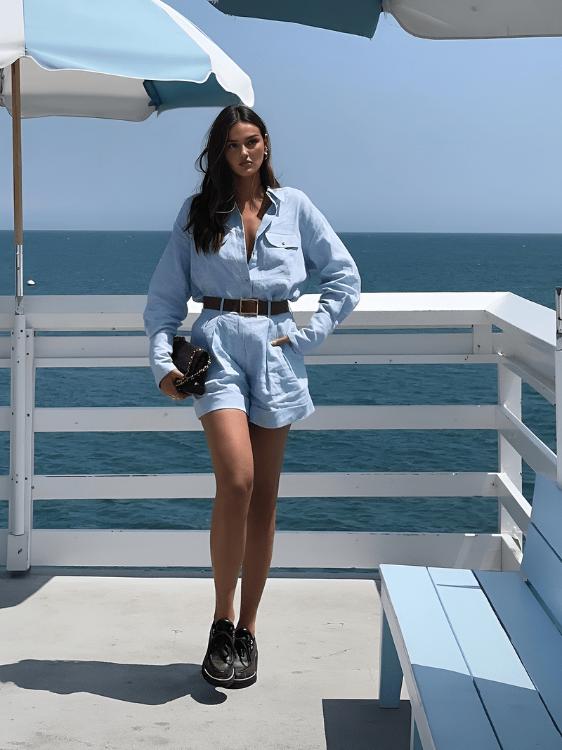 Set Donna Tonia in Cotone & Lino | Completo Elegante con Maniche Lunghe TIAMUSE Short Sets