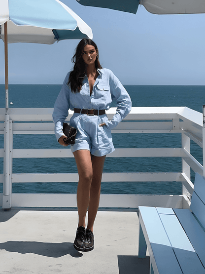 Set Donna Tonia in Cotone & Lino | Completo Elegante con Maniche Lunghe TIAMUSE Short Sets