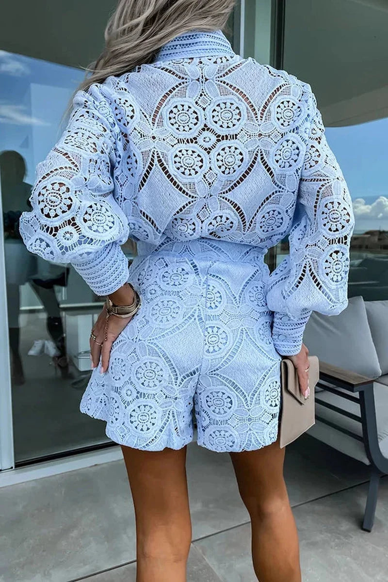 Set Donna con Blusa in Pizzo e Shorts | Outfit di Tendenza e Comodo per Primavera e Estate Ariella TIAMUSE Set Donna