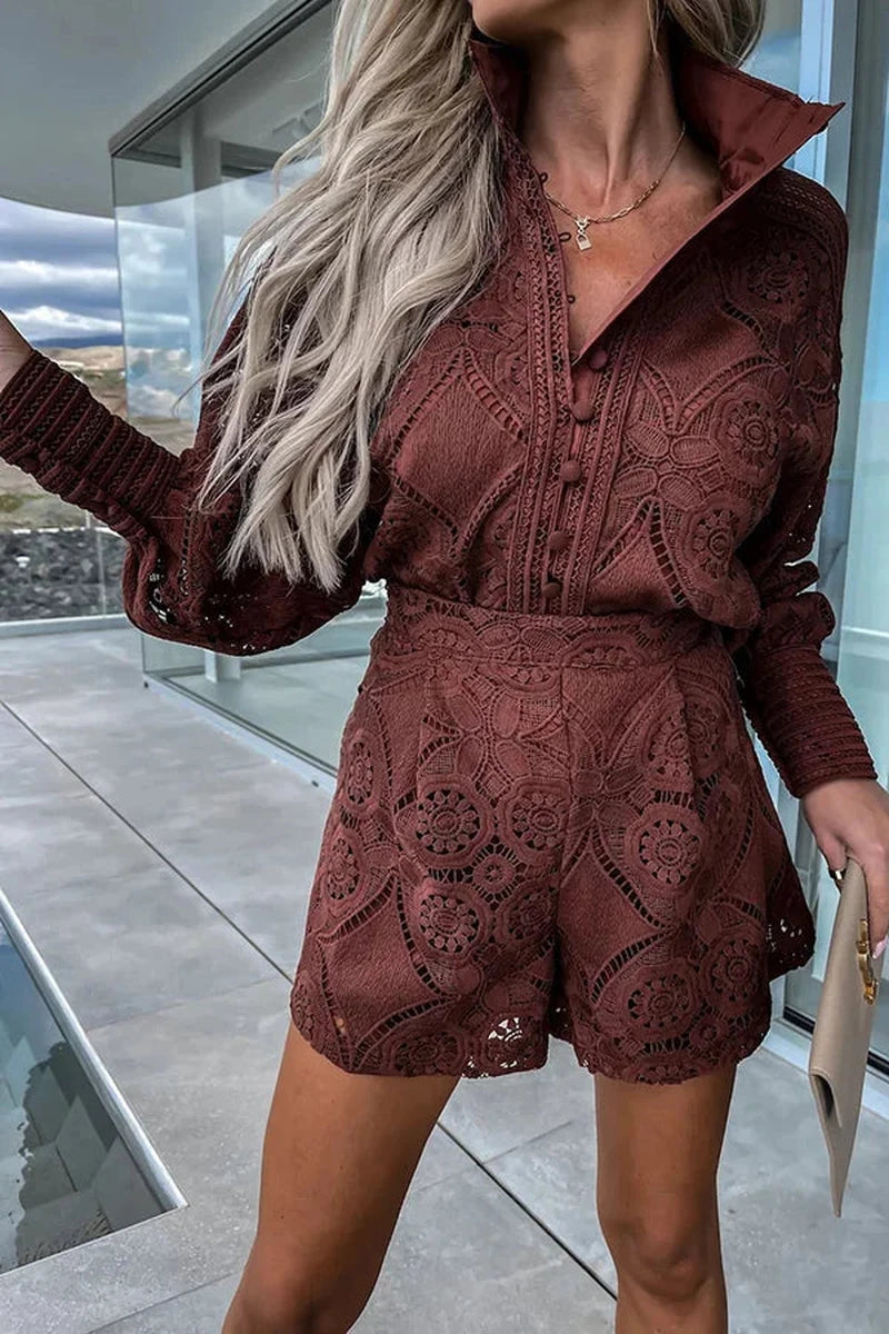 Set Donna con Blusa in Pizzo e Shorts | Outfit di Tendenza e Comodo per Primavera e Estate Ariella TIAMUSE Set Donna