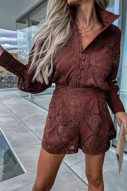 Set Donna con Blusa in Pizzo e Shorts | Outfit di Tendenza e Comodo per Primavera e Estate Ariella TIAMUSE Set Donna