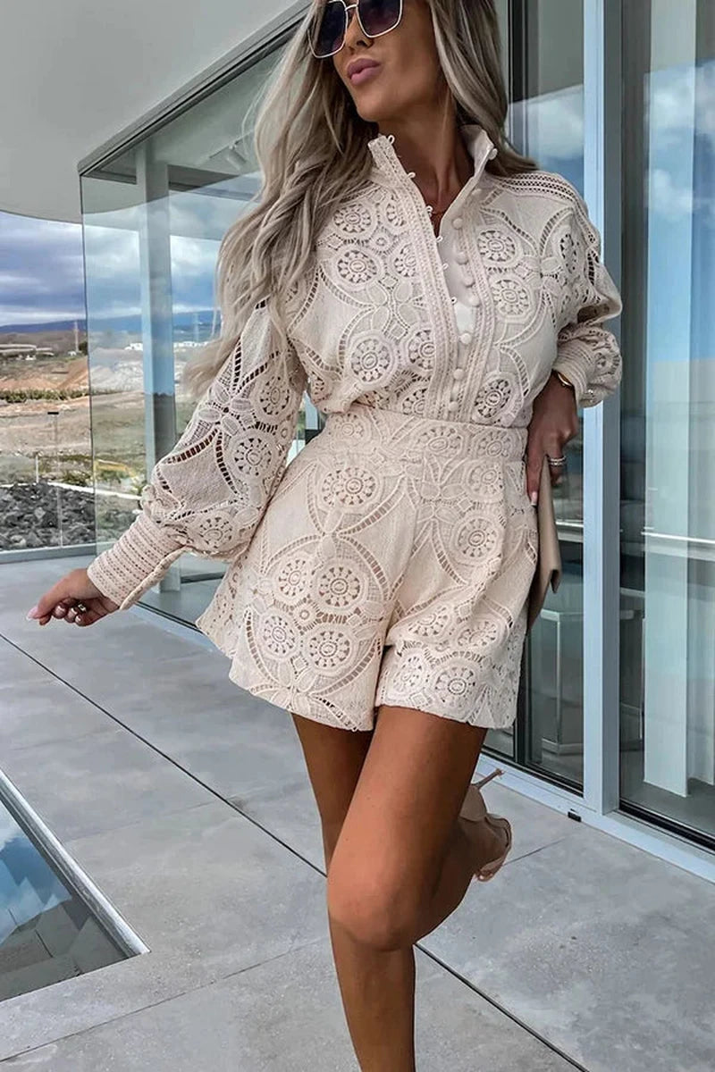 Set Donna con Blusa in Pizzo e Shorts | Outfit di Tendenza e Comodo per Primavera e Estate Ariella TIAMUSE Set Donna