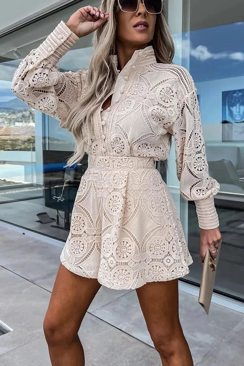 Set Donna con Blusa in Pizzo e Shorts | Outfit di Tendenza e Comodo per Primavera e Estate Ariella TIAMUSE Set Donna
