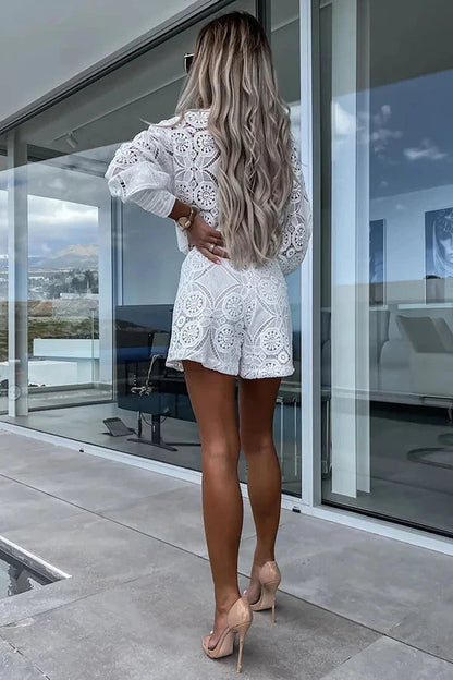 Set Donna con Blusa in Pizzo e Shorts | Outfit di Tendenza e Comodo per Primavera e Estate Ariella TIAMUSE Set Donna