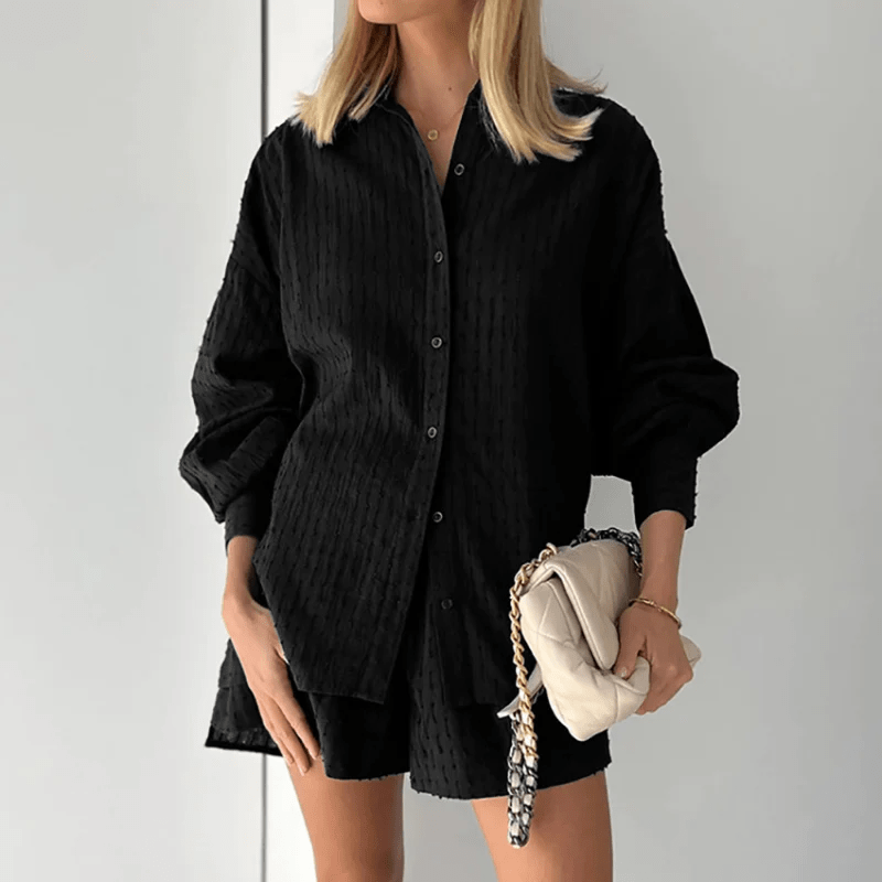 Set Due Pezzi Caterina | Blusa in Cotone Morbido e Pantaloncini Comodi per uno Stile Chic Quotidiano TIAMUSE Holiday vibes