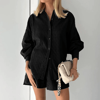 Set Due Pezzi Caterina | Blusa in Cotone Morbido e Pantaloncini Comodi per uno Stile Chic Quotidiano TIAMUSE Holiday vibes