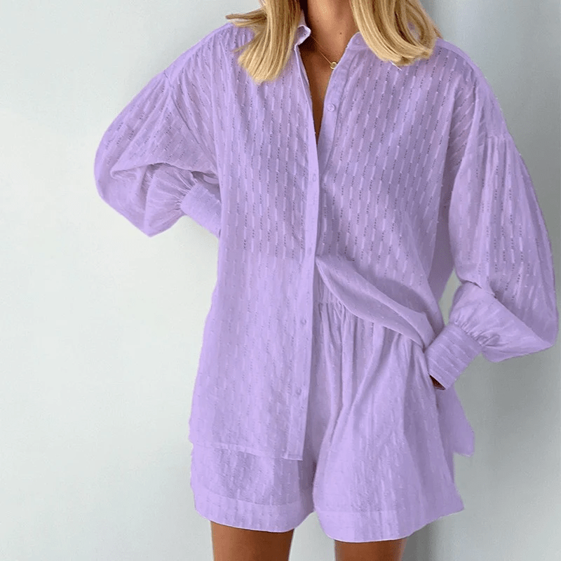 Set Due Pezzi Caterina | Blusa in Cotone Morbido e Pantaloncini Comodi per uno Stile Chic Quotidiano TIAMUSE Holiday vibes