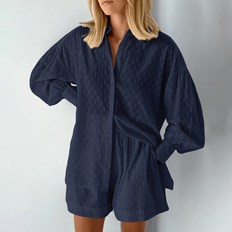 Set Due Pezzi Caterina | Blusa in Cotone Morbido e Pantaloncini Comodi per uno Stile Chic Quotidiano TIAMUSE Holiday vibes