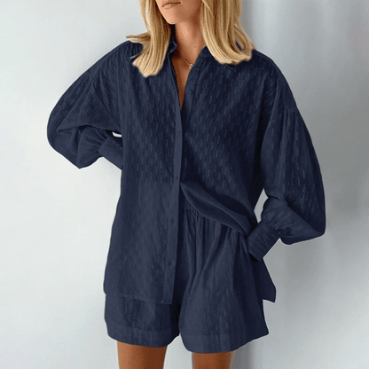 Set Due Pezzi Caterina | Blusa in Cotone Morbido e Pantaloncini Comodi per uno Stile Chic Quotidiano TIAMUSE Holiday vibes