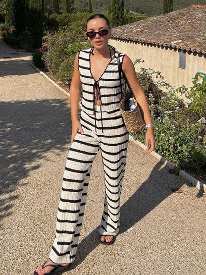 Set Due Pezzi Donna Evelina | Completo a Righe Bianco e Nero per un Look Elegante & Trendy TIAMUSE 2-Piece Sets