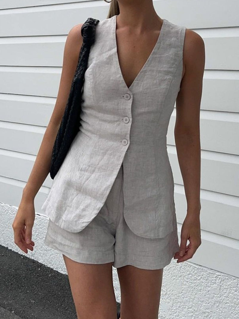 Set Estivo Elvira con Shorts e Gilet | Perfetto per Look Giornalieri e Ufficio TIAMUSE Short Sets
