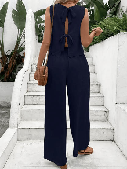 Set Klara con Top Senza Maniche e Pantaloni – Vestibilità Lusinghiera e Traspirante TIAMUSE Set Due Pezzi