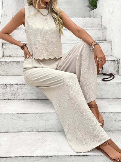 Set Klara con Top Senza Maniche e Pantaloni – Vestibilità Lusinghiera e Traspirante TIAMUSE Set Due Pezzi