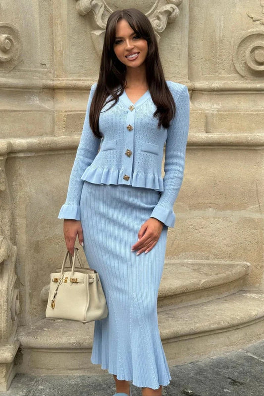 Set Maglia Donna Gisella | Completo Due Pezzi alla Moda con Scollo a V TIAMUSE Set Due Pezzi