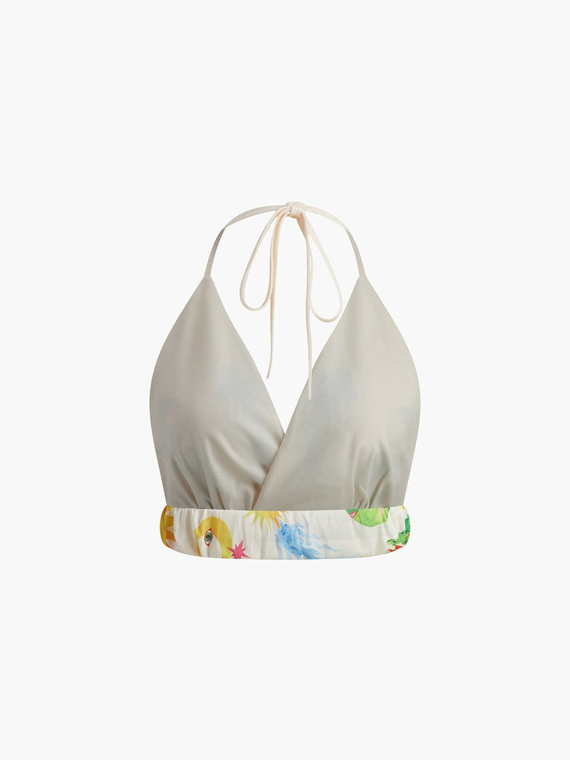 Set Top Halter Senza Schiena e Pantaloni a Gamba Larga con Stampa Colorata | Giulia TIAMUSE Pant Sets