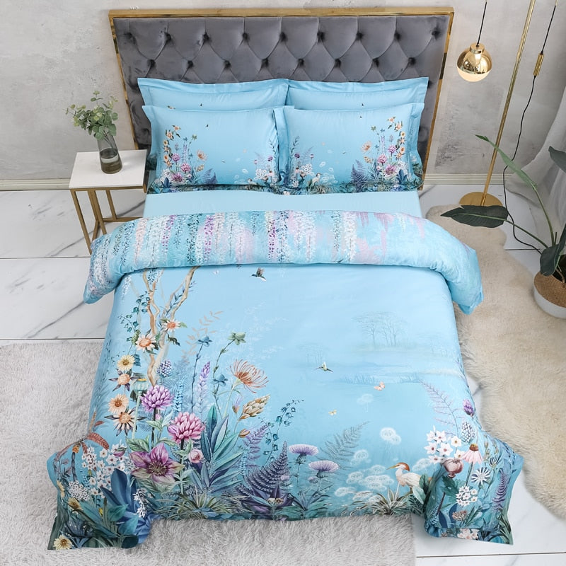 Set di Copripiumino Blu Cielo – Cotone Egiziano | Floweria
