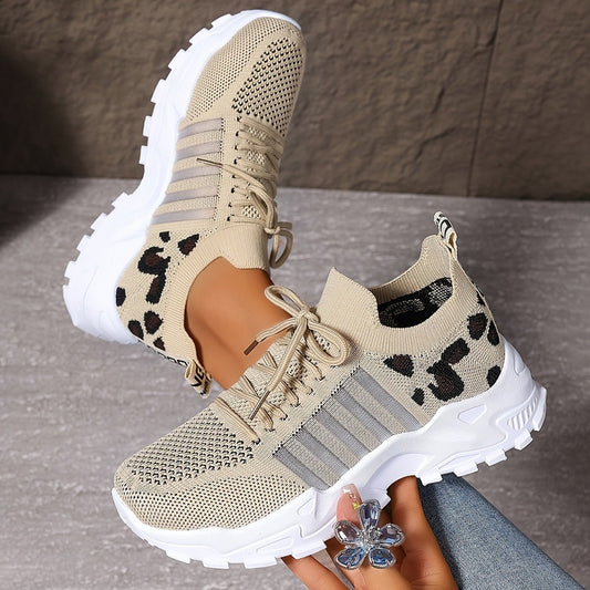 Sneakers Donna in Mesh Traspirante con Suola in Gomma e Stampa Leopardata TIAMUSE Sneakers Donna