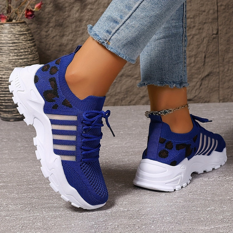 Sneakers Donna in Mesh Traspirante con Suola in Gomma e Stampa Leopardata TIAMUSE Sneakers Donna