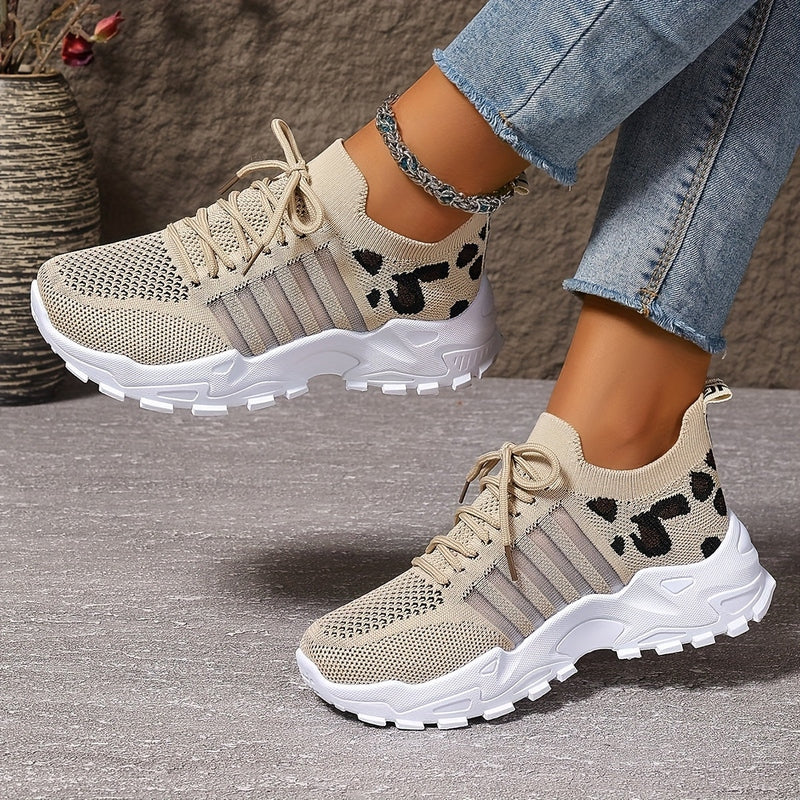 Sneakers Donna in Mesh Traspirante con Suola in Gomma e Stampa Leopardata TIAMUSE Sneakers Donna