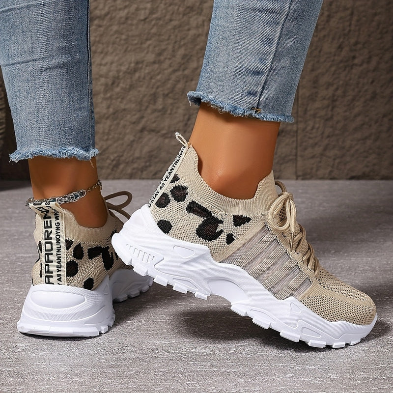 Sneakers Donna in Mesh Traspirante con Suola in Gomma e Stampa Leopardata TIAMUSE Sneakers Donna