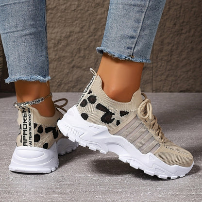Sneakers Donna in Mesh Traspirante con Suola in Gomma e Stampa Leopardata TIAMUSE Sneakers Donna