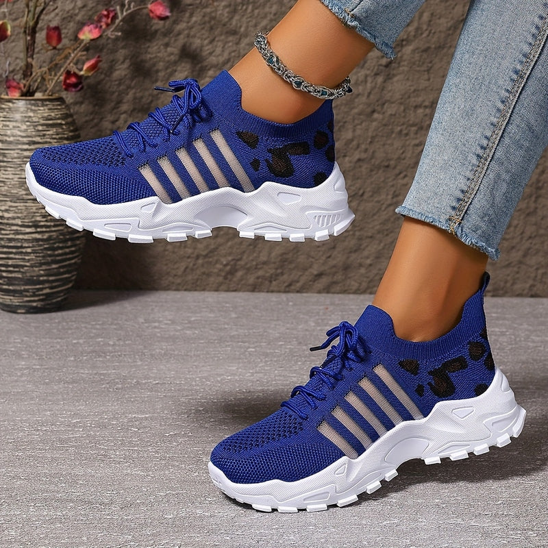 Sneakers Donna in Mesh Traspirante con Suola in Gomma e Stampa Leopardata TIAMUSE Sneakers Donna