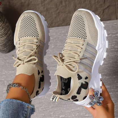 Sneakers Donna in Mesh Traspirante con Suola in Gomma e Stampa Leopardata TIAMUSE Sneakers Donna