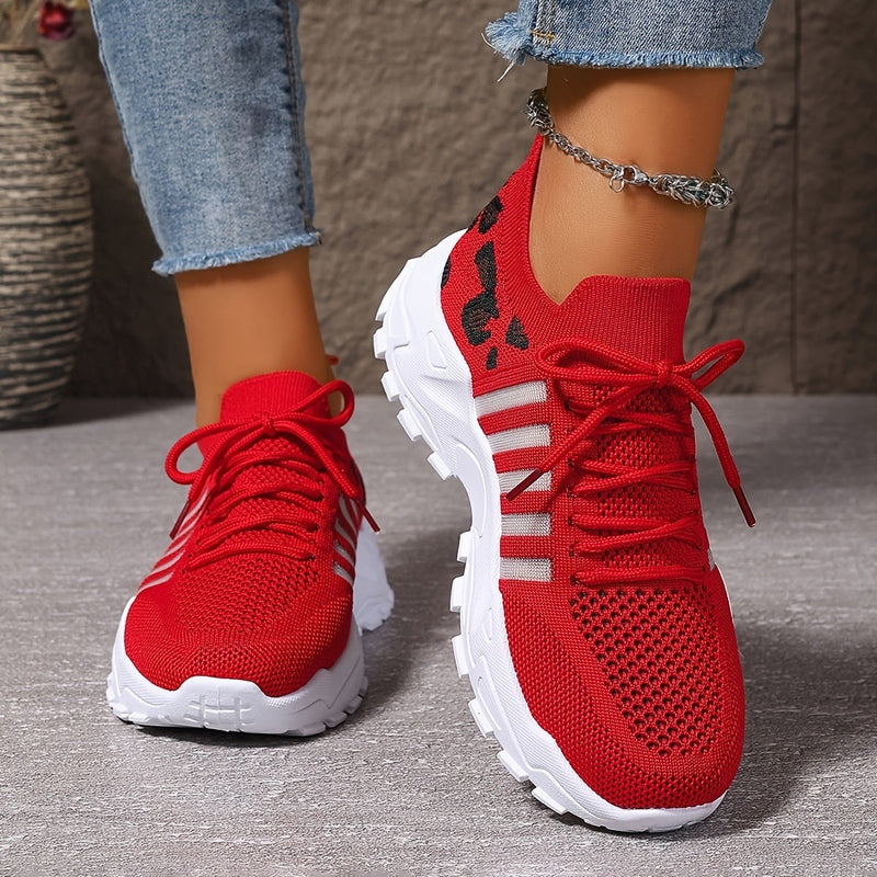 Sneakers Donna in Mesh Traspirante con Suola in Gomma e Stampa Leopardata TIAMUSE Sneakers Donna