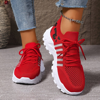 Sneakers Donna in Mesh Traspirante con Suola in Gomma e Stampa Leopardata TIAMUSE Sneakers Donna