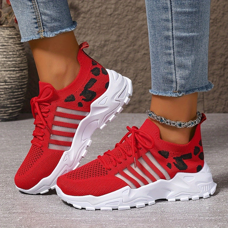 Sneakers Donna in Mesh Traspirante con Suola in Gomma e Stampa Leopardata TIAMUSE Sneakers Donna