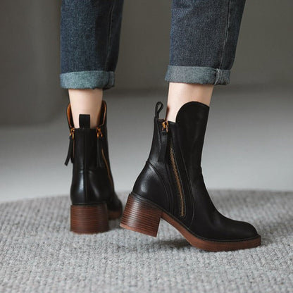 Stivali da Donna Autunnali con Tacco Medio In Nero o Marrone | Diona TIAMUSE Boots