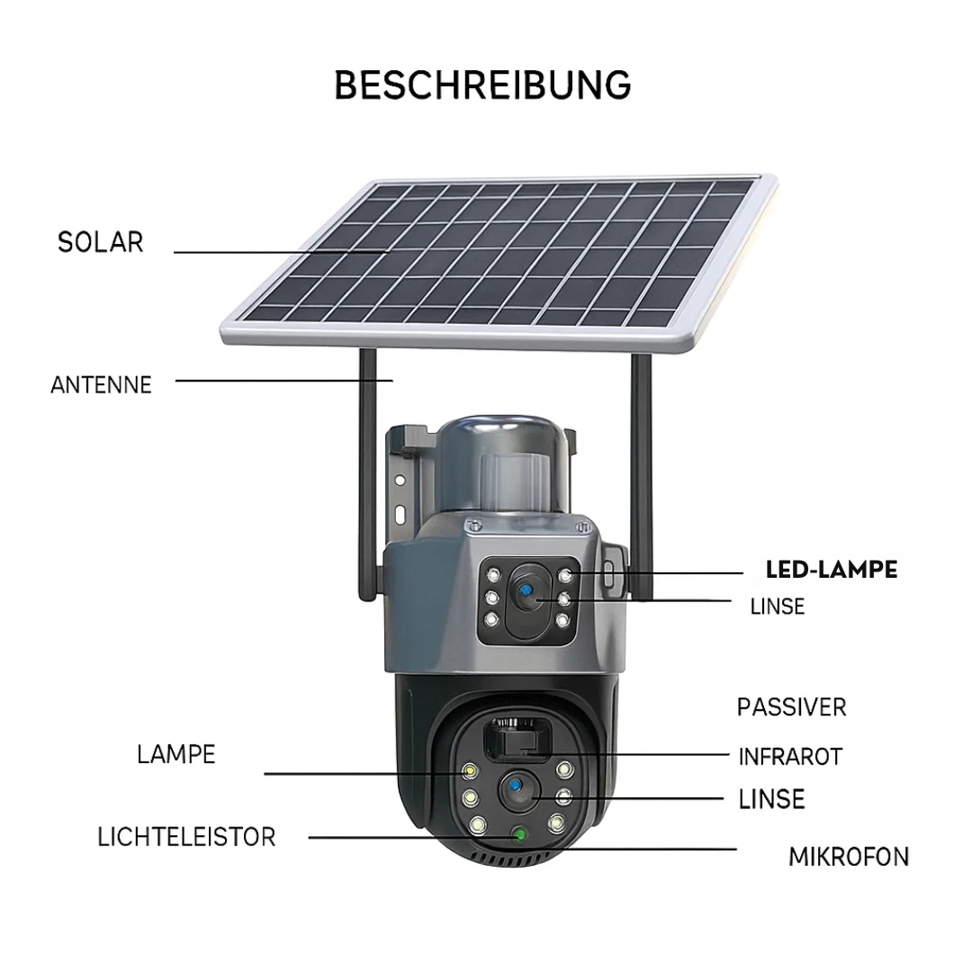 Telecamera di sicurezza 4K con pannello solare | CamGuard TIAMUSE Gadgets