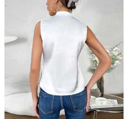 Top Bianco Senza Maniche Donna Elis | Stile Minimal Chic per Outfit Estivi TIAMUSE Women Blouse Evergreen