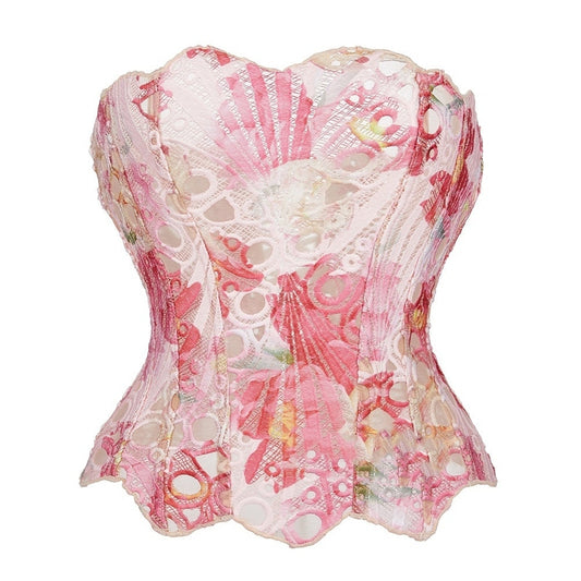 Top Corsetto Donna in Pizzo Rosa | Corsetto Modellante a Doppio Strato Anetta Elegante Copy Copy TIAMUSE Top Corsetto