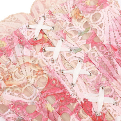 Top Corsetto Donna in Pizzo Rosa | Corsetto Modellante a Doppio Strato Anetta Elegante Copy Copy TIAMUSE Top Corsetto