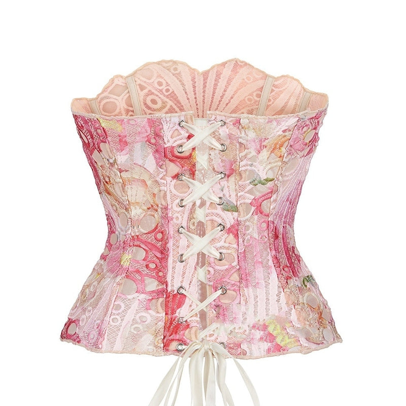 Top Corsetto Donna in Pizzo Rosa | Corsetto Modellante a Doppio Strato Anetta Elegante Copy Copy TIAMUSE Top Corsetto
